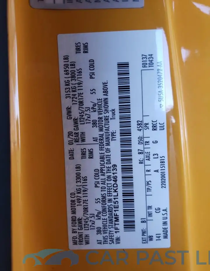 1FTMF1E51LKD46139# 12