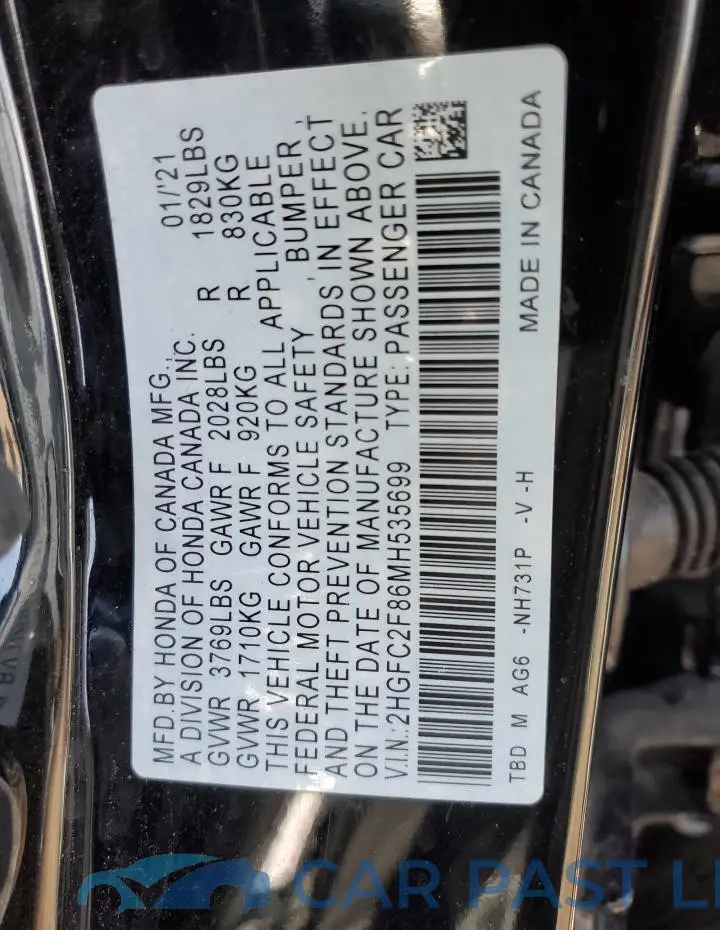 2HGFC2F86MH535699# 12