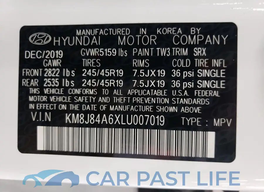 KM8J84A6XLU007019# 13