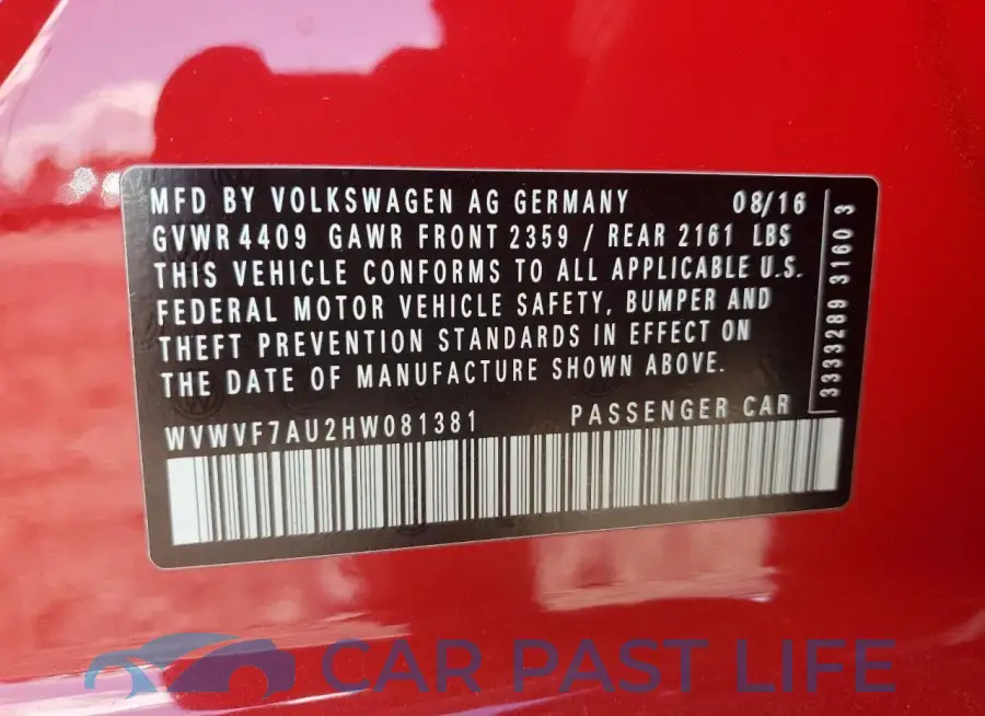 WVWVF7AU2HW081381# 13