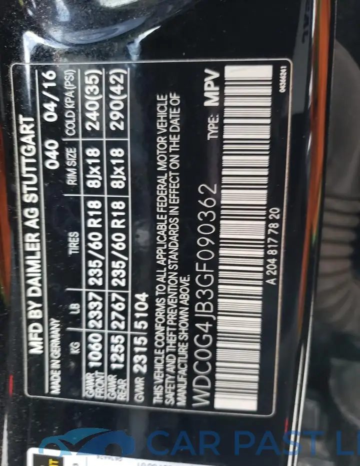 WDC0G4JB3GF090362# 13