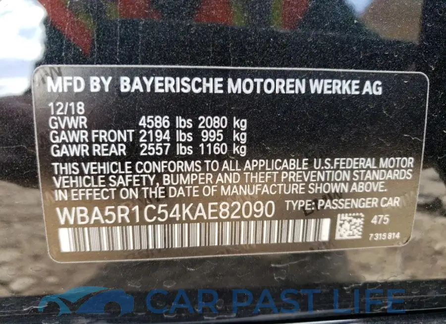 WBA5R1C54KAE82090# 12