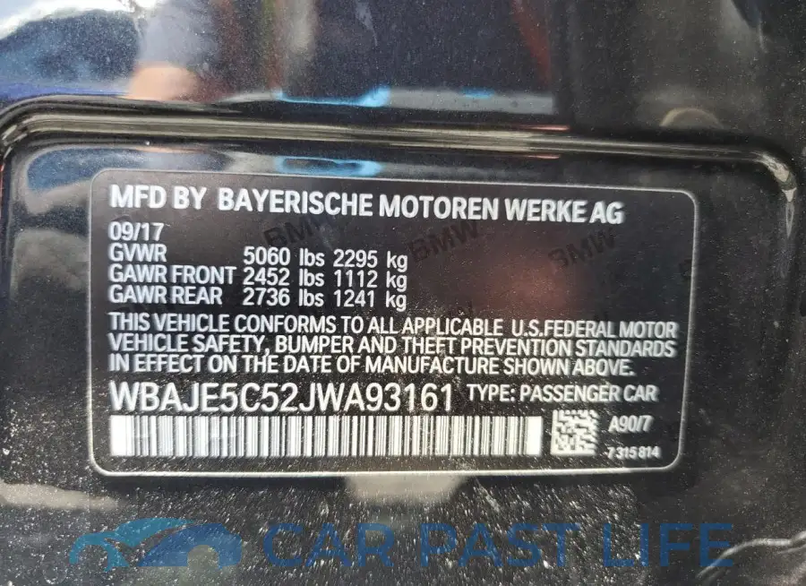 WBAJE5C52JWA93161# 13