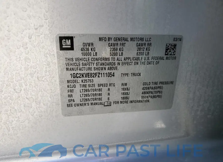 1GC2KVE82FZ111054# 12