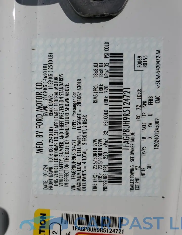 1FAGP8UH9R5124721# 12