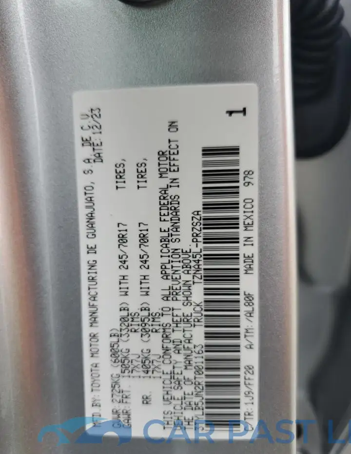 3TYLB5JN2RT001163# 12