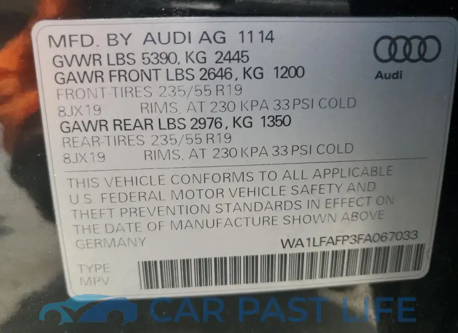 WA1LFAFP3FA067033# 13