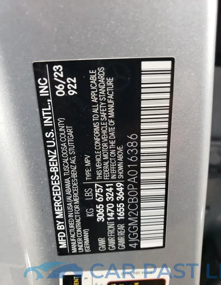 4JGGM2CB0PA016386# 12