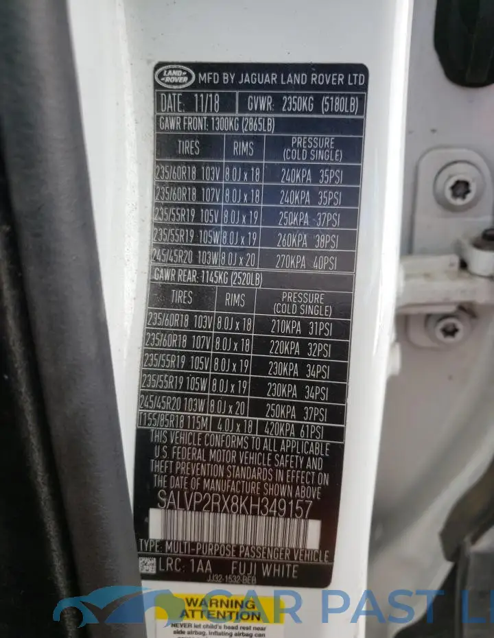 SALVP2RX8KH349157# 13
