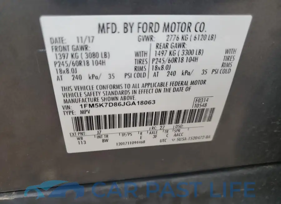 1FM5K7D86JGA18063# 14