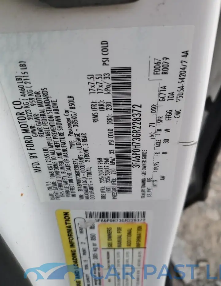 3FA6P0H73GR228372# 12