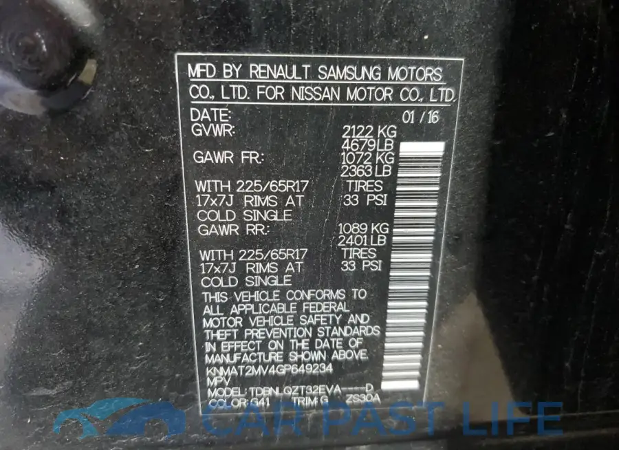 KNMAT2MV4GP649234# 13