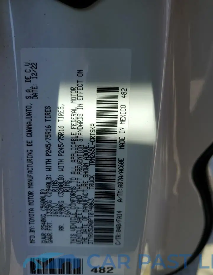 3TYRX5GN0PT074063# 12