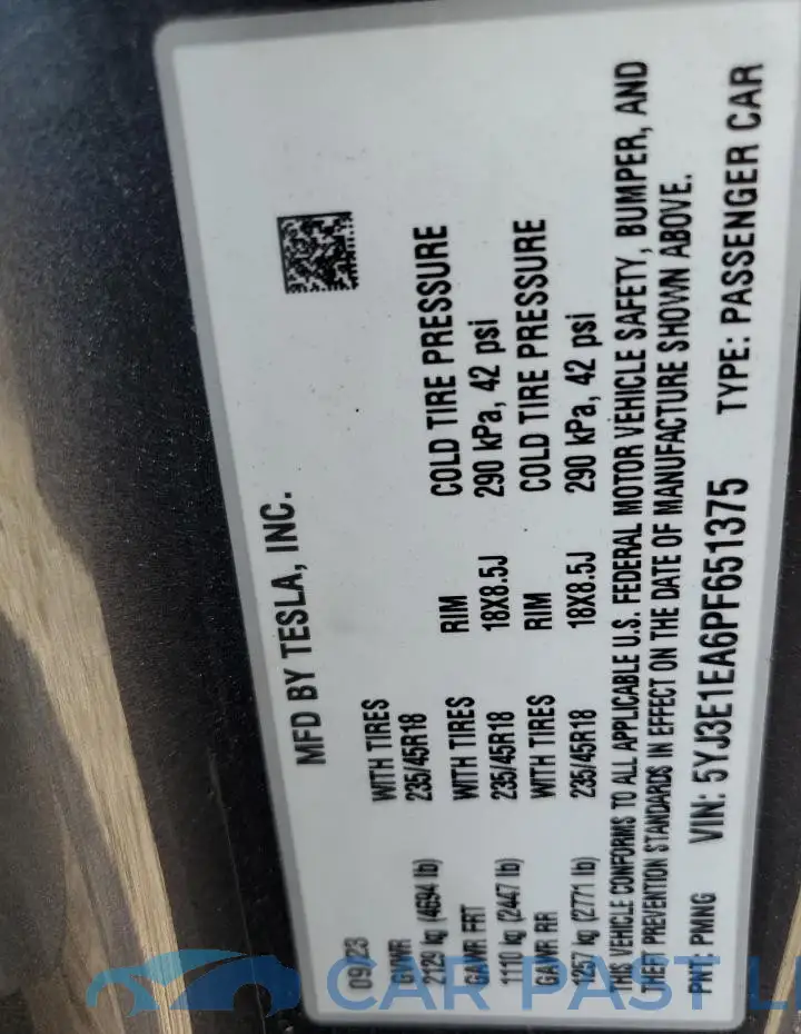 5YJ3E1EA6PF651375# 12