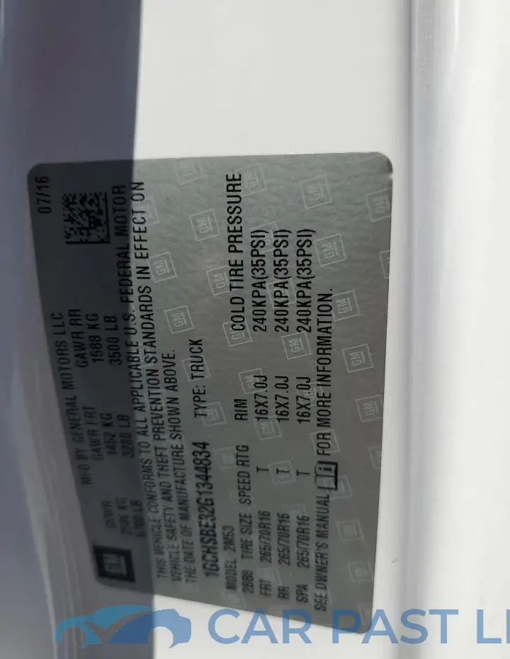 1GCHSBE32G1344834# 13