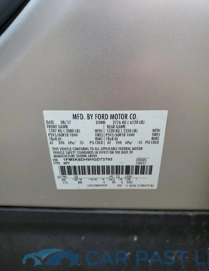 1FM5K8DH9HGD73793# 12