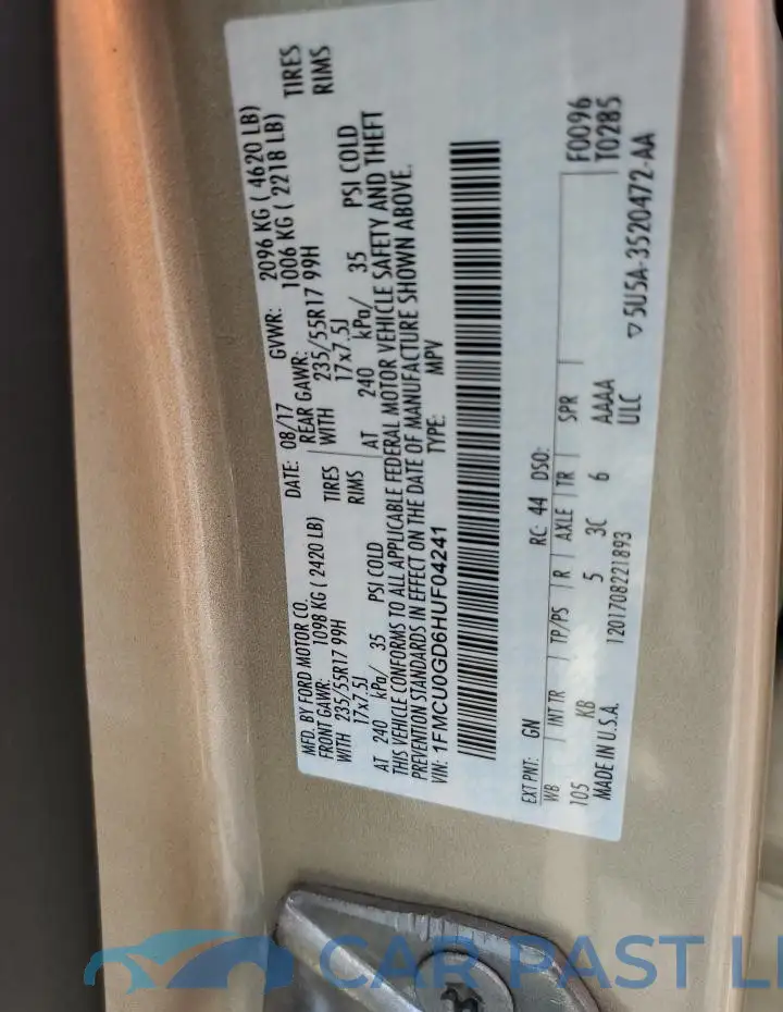 1FMCU0GD6HUF04241# 12