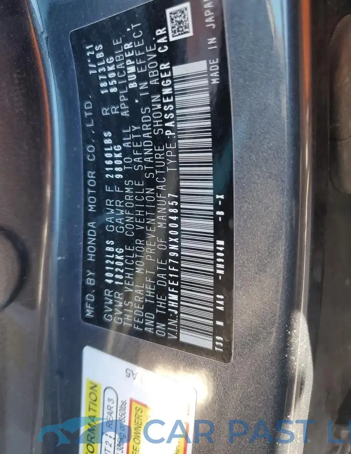 JHMFE1F79NX004857# 12