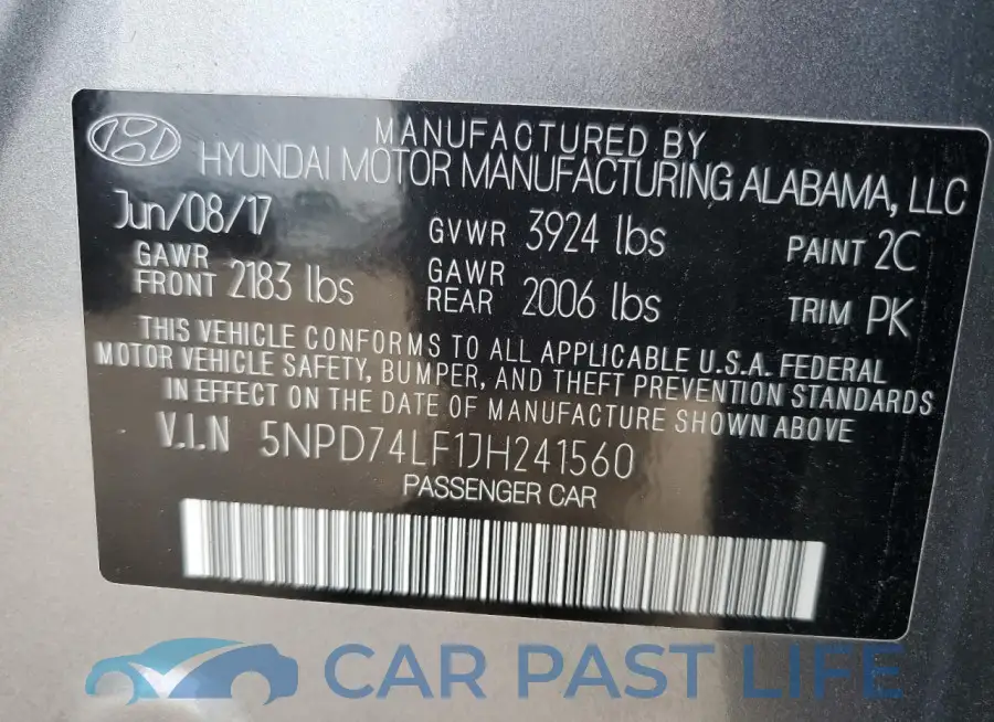 5NPD74LF1JH241560# 12