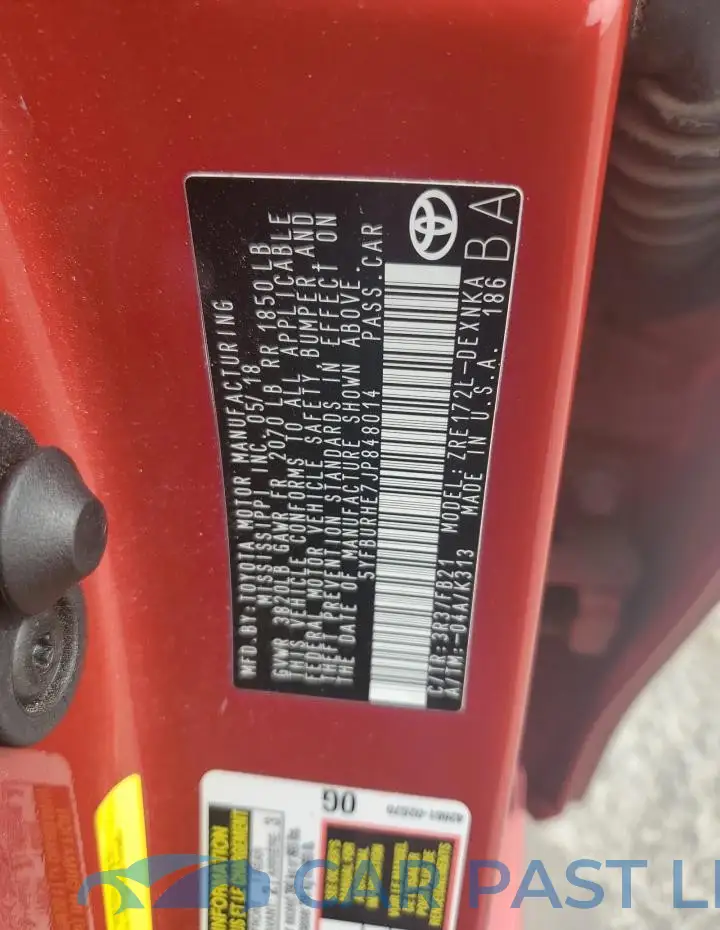 5YFBURHE7JP848014# 12