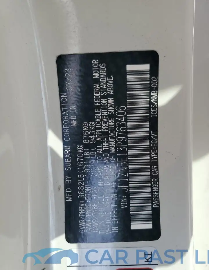 JF1ZNBE13P9763406# 12