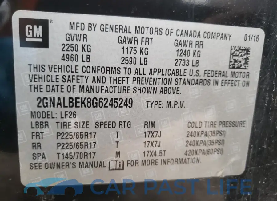 2GNALBEK8G6245249# 12