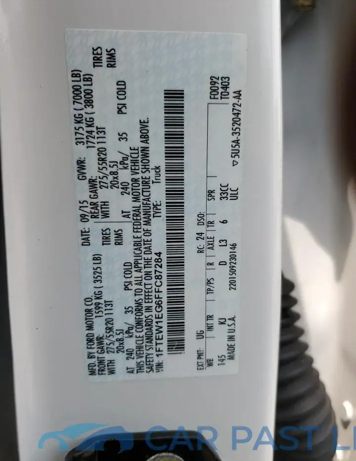 1FTEW1EG6FFC87284# 12