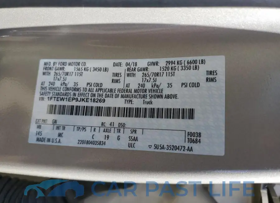 1FTEW1EP9JKE18269# 12
