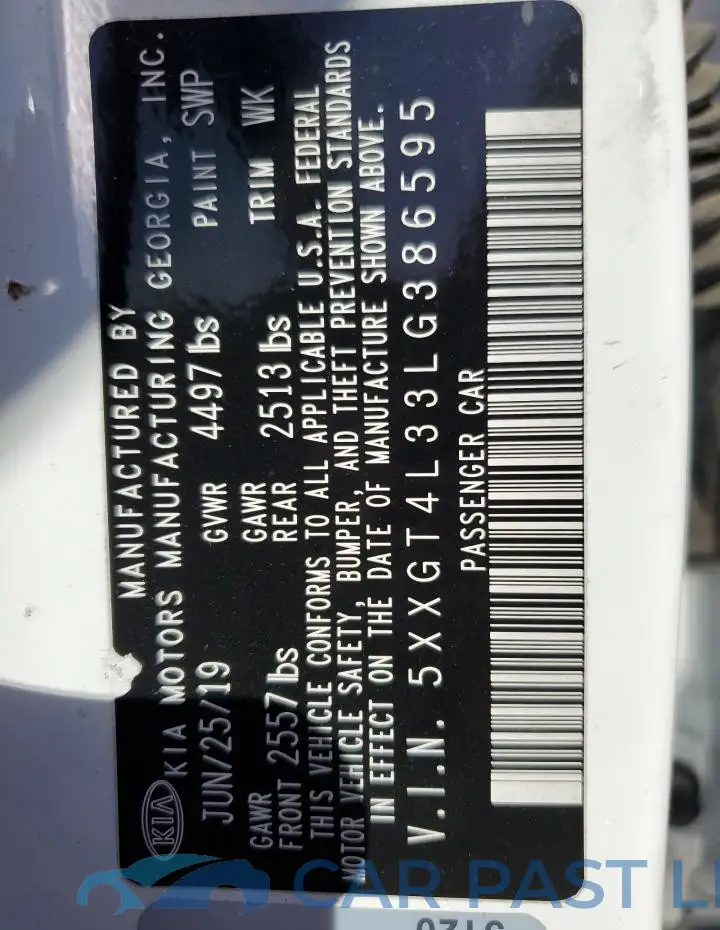 5XXGT4L33LG386595# 12