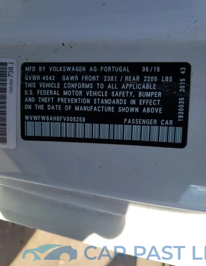 WVWFW8AH8FV005258# 12