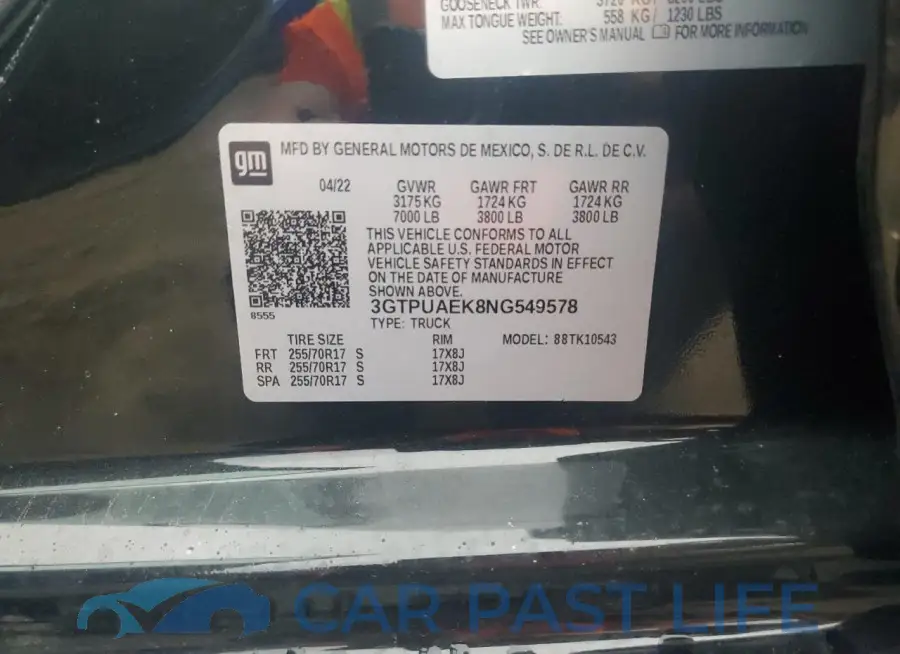3GTPUAEK8NG549578# 12