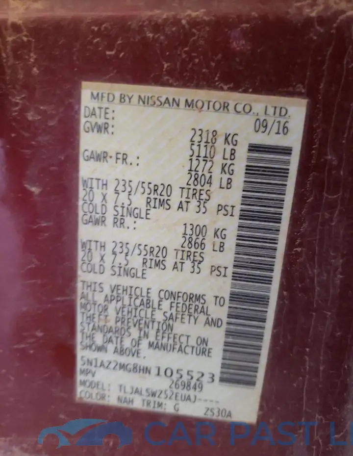 5N1AZ2MG8HN105523# 13
