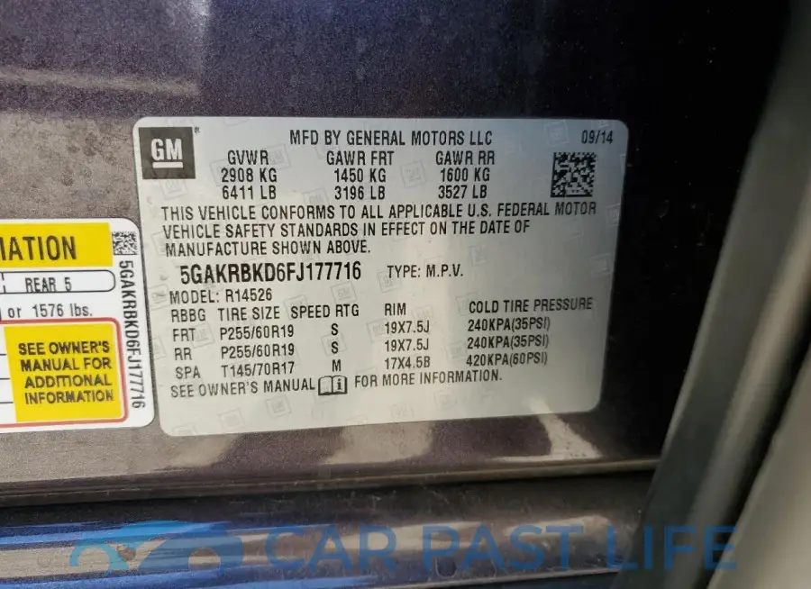 5GAKRBKD6FJ177716# 12