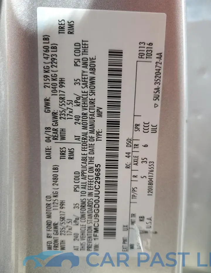 1FMCU9GD0JUC29685# 13