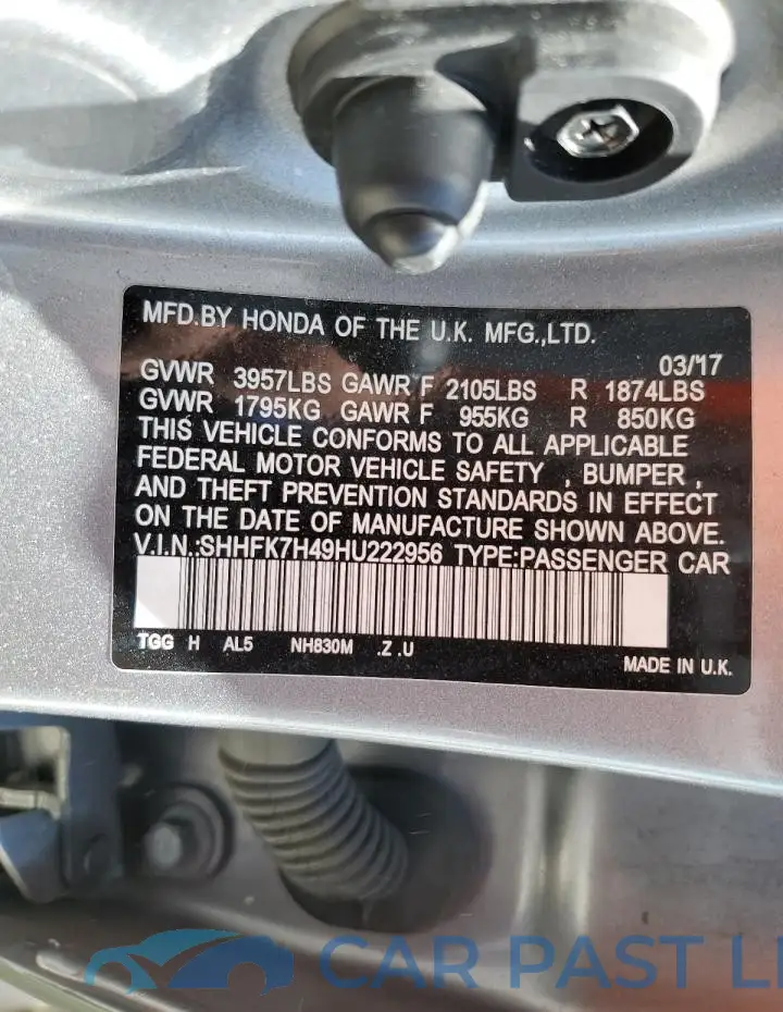 SHHFK7H49HU222956# 12