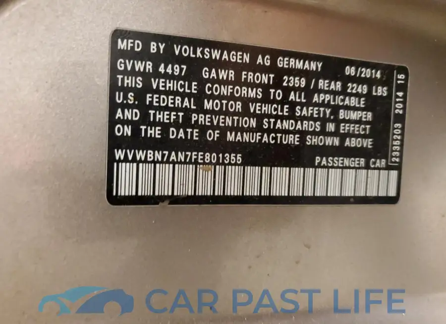 WVWBN7AN7FE801355# 12