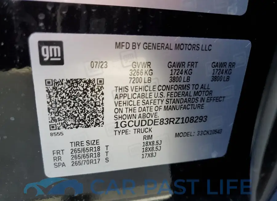 1GCUDDE83RZ108293# 12