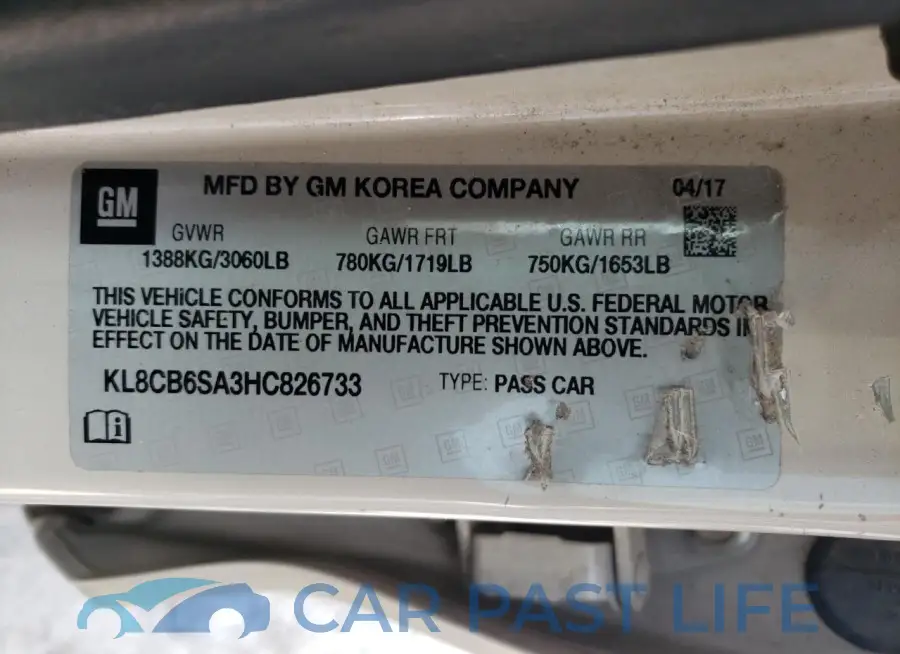 KL8CB6SA3HC826733# 12
