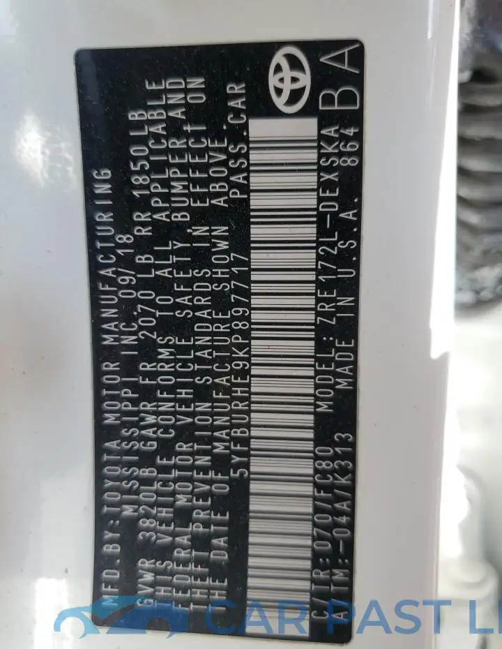 5YFBURHE9KP897717# 12