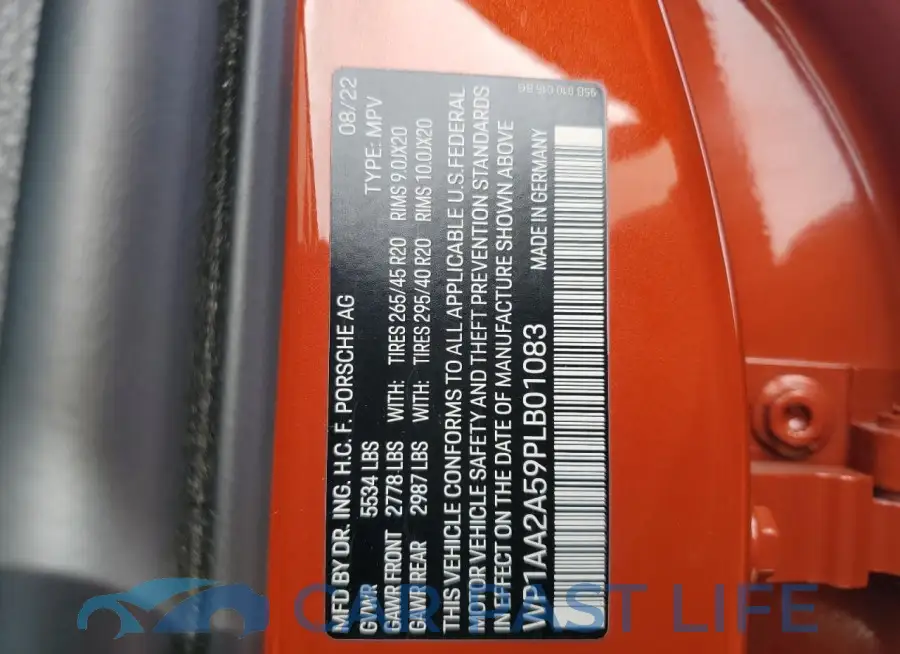 WP1AA2A59PLB01083# 14