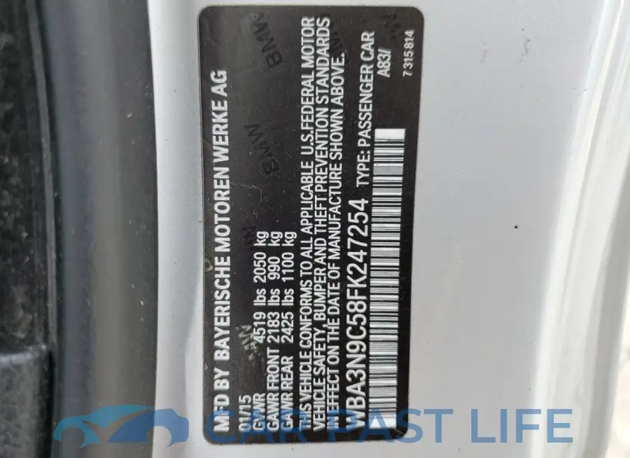 WBA3N9C58FK247254# 12