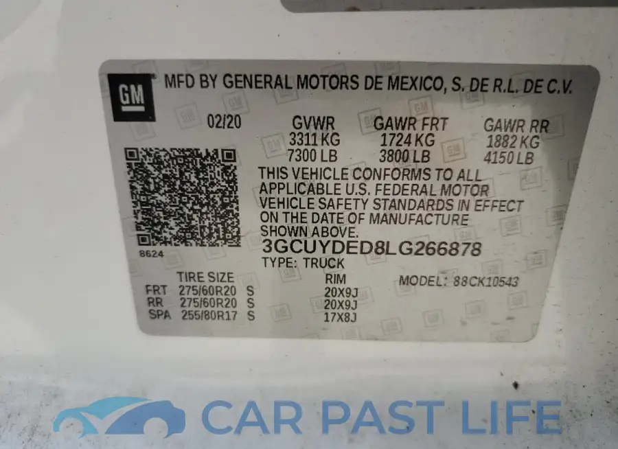3GCUYDED8LG266878# 13