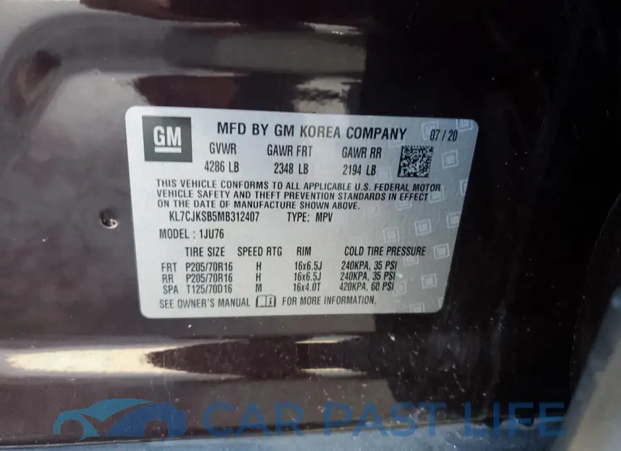 KL7CJKSB5MB312407# 12