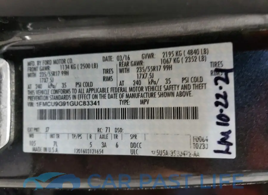 1FMCU9G91GUC83341# 13