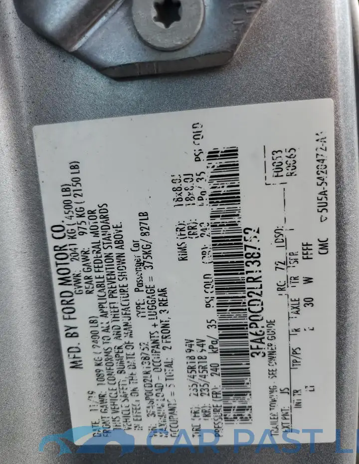 3FA6P0CD2LR138752# 12