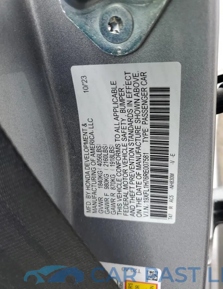 19XFL1H76RE007581# 13