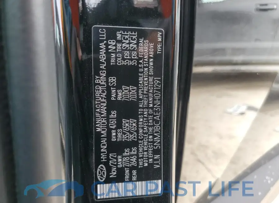 5NMJBCAE3NH071291# 13