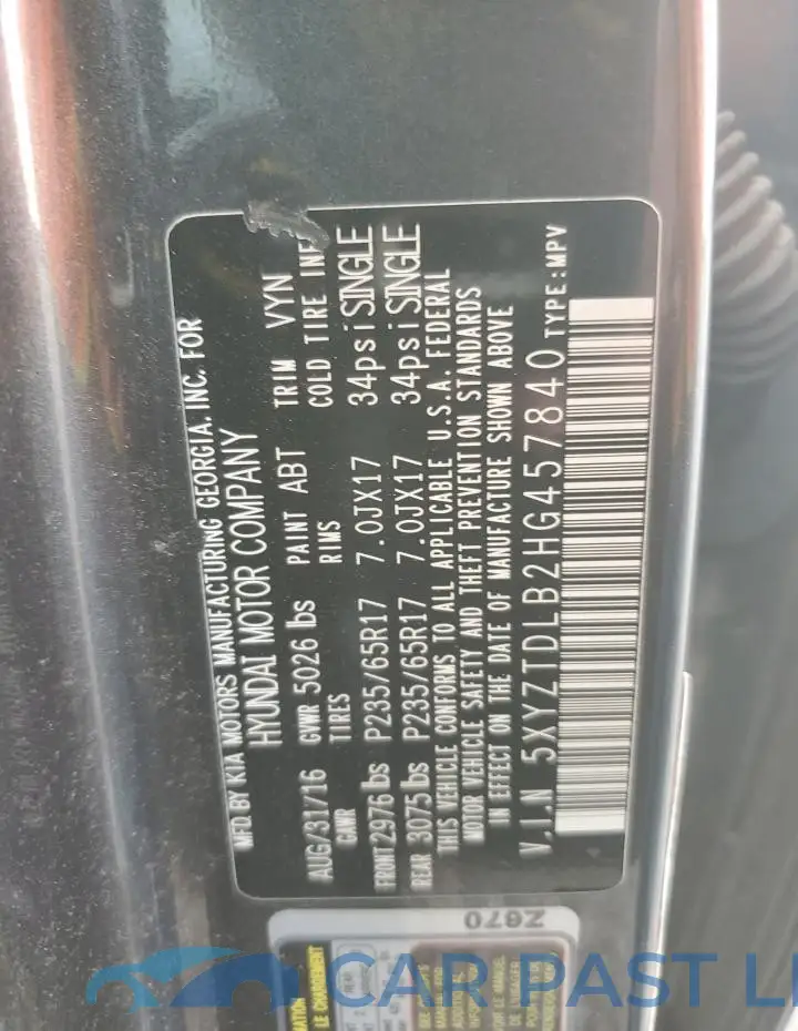 5XYZTDLB2HG457840# 14