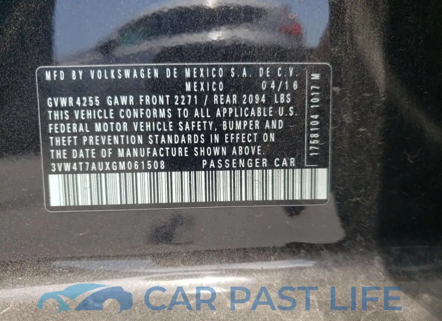 3VW4T7AUXGM061508# 12
