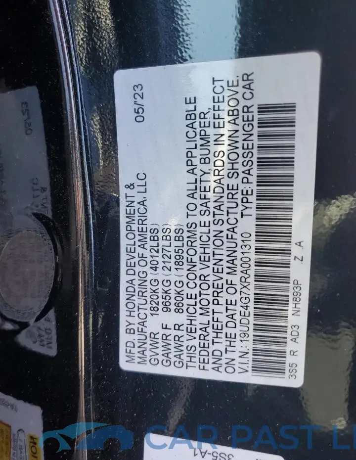 19UDE4G7XRA001310# 12